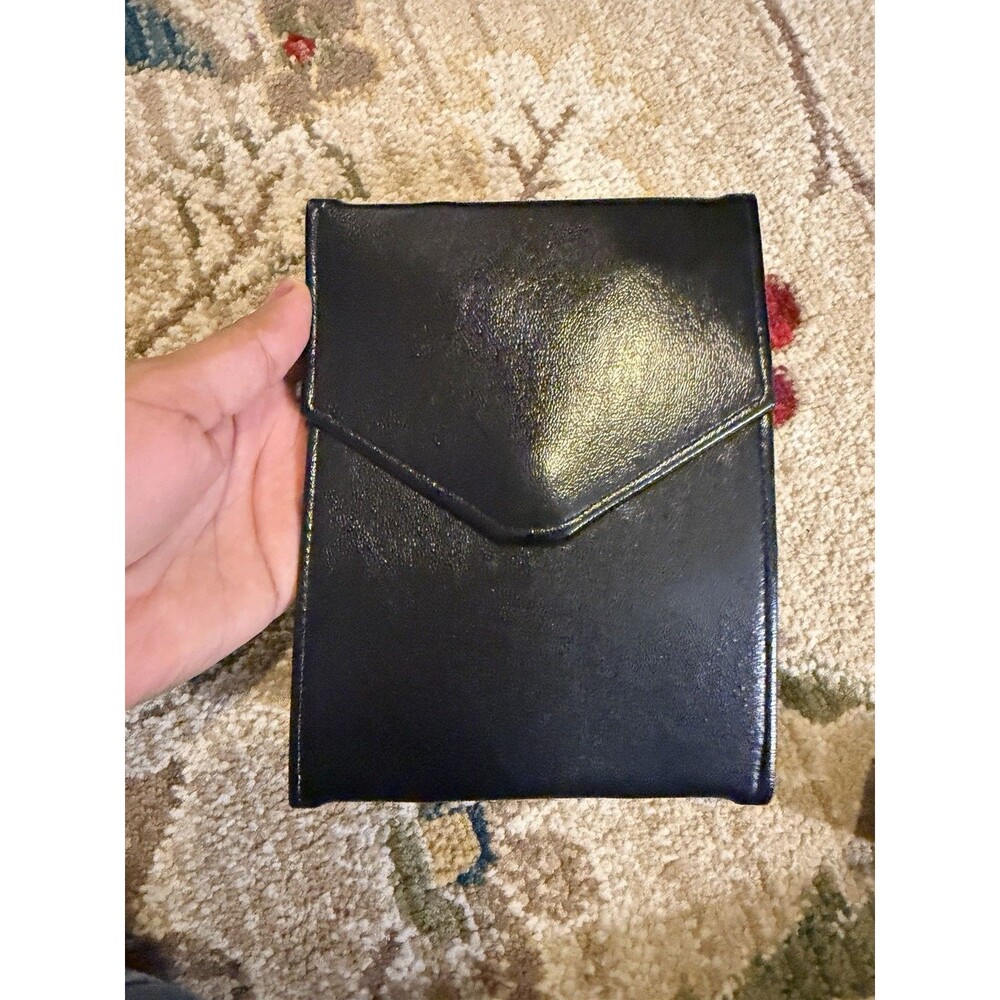 RARE VINTAGE CULTURED PEARL NECKLACE JEWELRY CASE BOX Black Leather Case Only